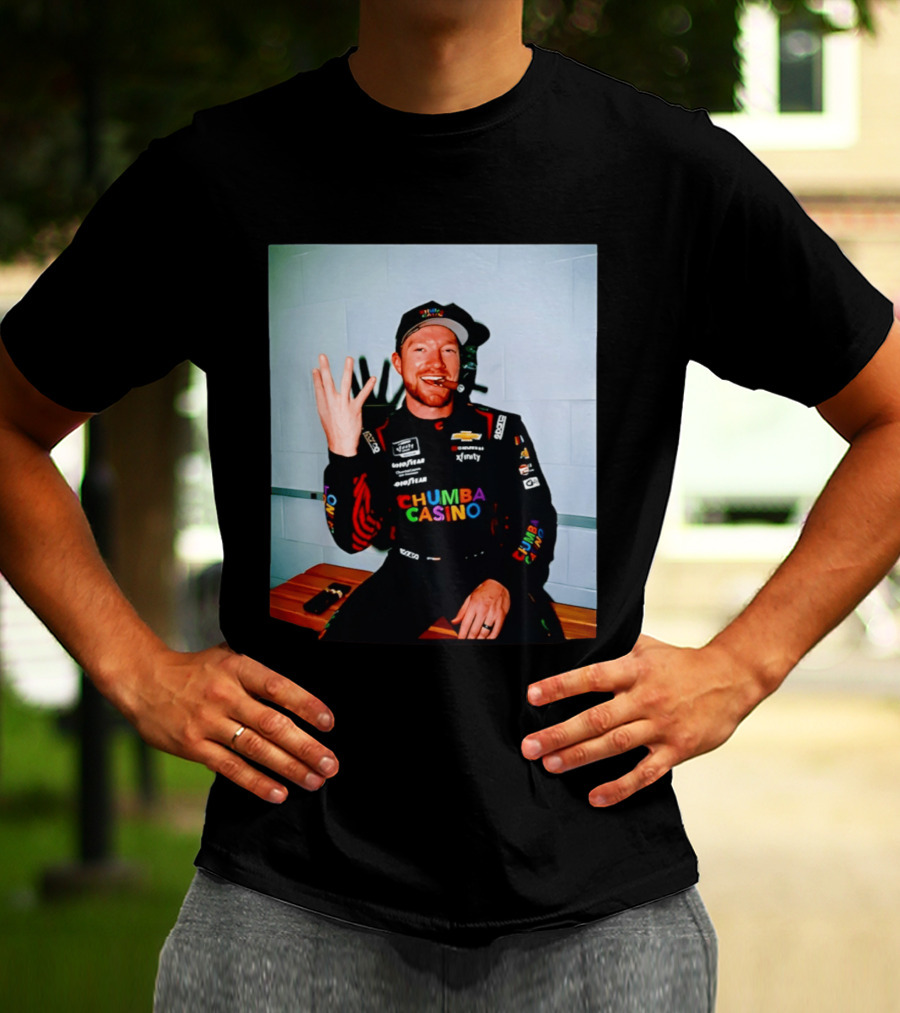 Tyler Reddick Three Peat Chumba Casino Racing Suit And Cigar Celebration T-Shirt