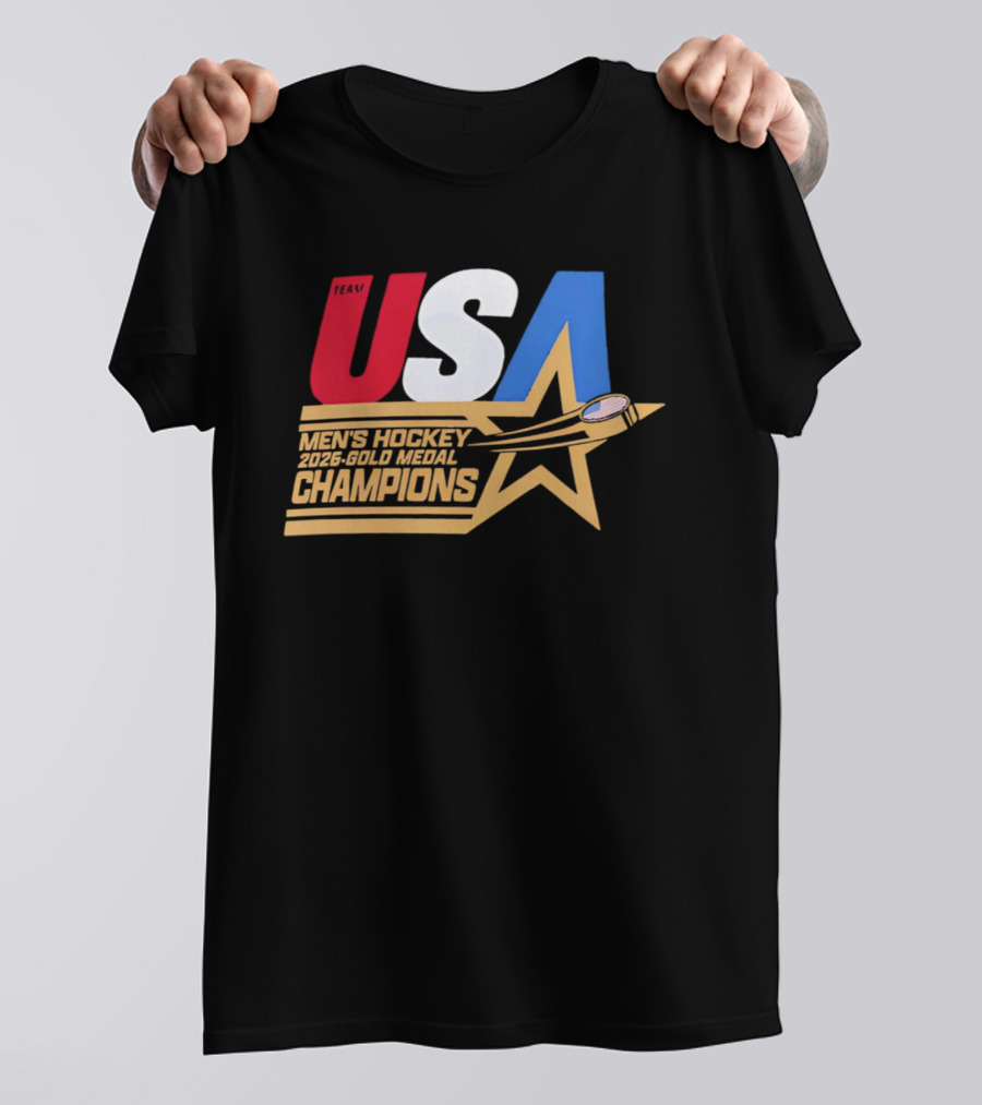 USA Men's Hockey 2026 Gold Medal Champions Star T-Shirt