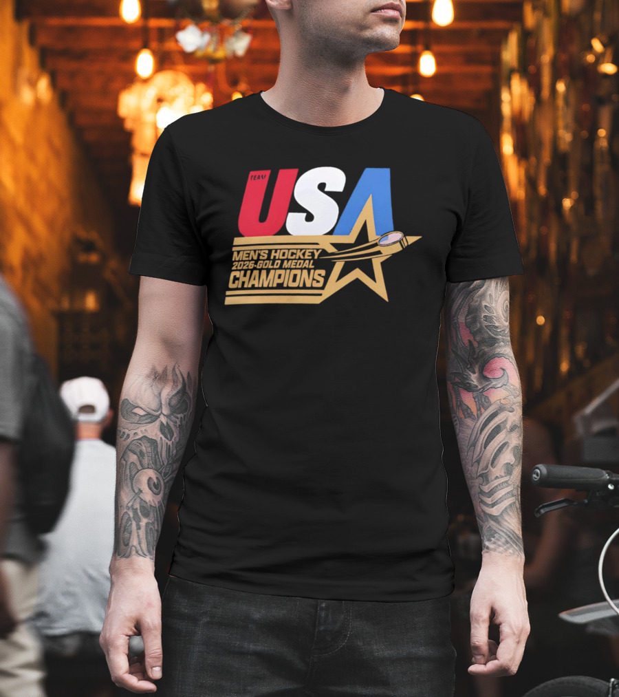 USA Men's Hockey 2026 Gold Medal Champions Star T-Shirt