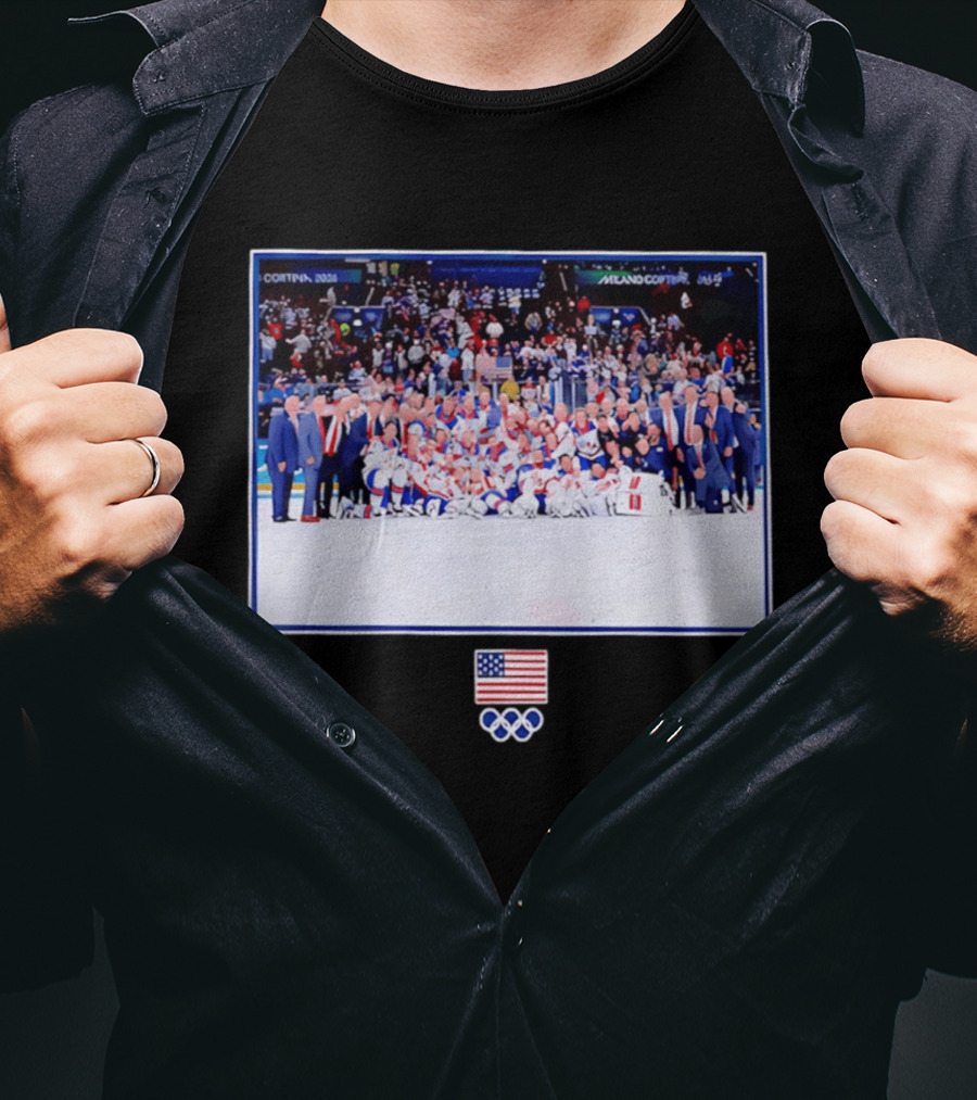 US Men's Olympic Hockey Team Cortina Milano Winter Games Victory T-Shirt