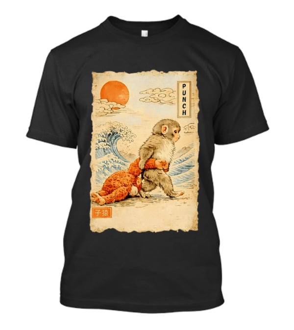 Punch Monkey Ukiyo E Wave Sun Kanji T-Shirt