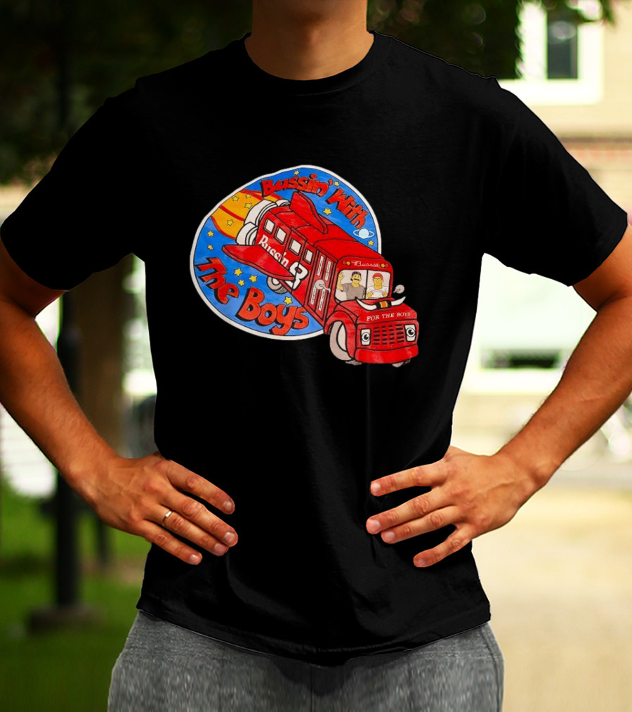 Bussin With The Boys Rocket Bus Adventure Retro Cartoon T-Shirt