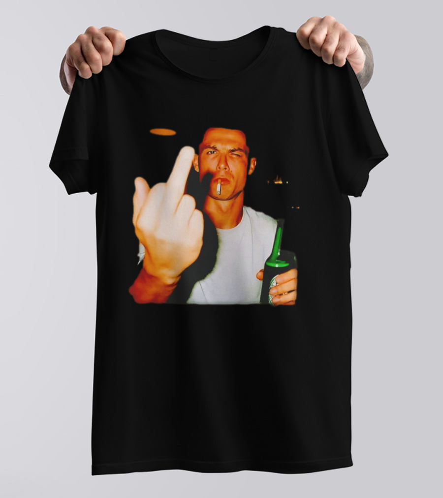 Cristiano Ronaldo Middle Finger Smoking Drinking After Hours T-Shirt