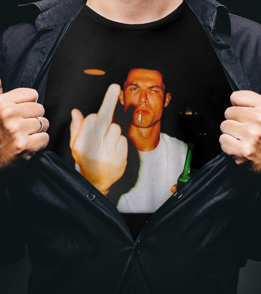 Cristiano Ronaldo Middle Finger Smoking Drinking After Hours T-Shirt