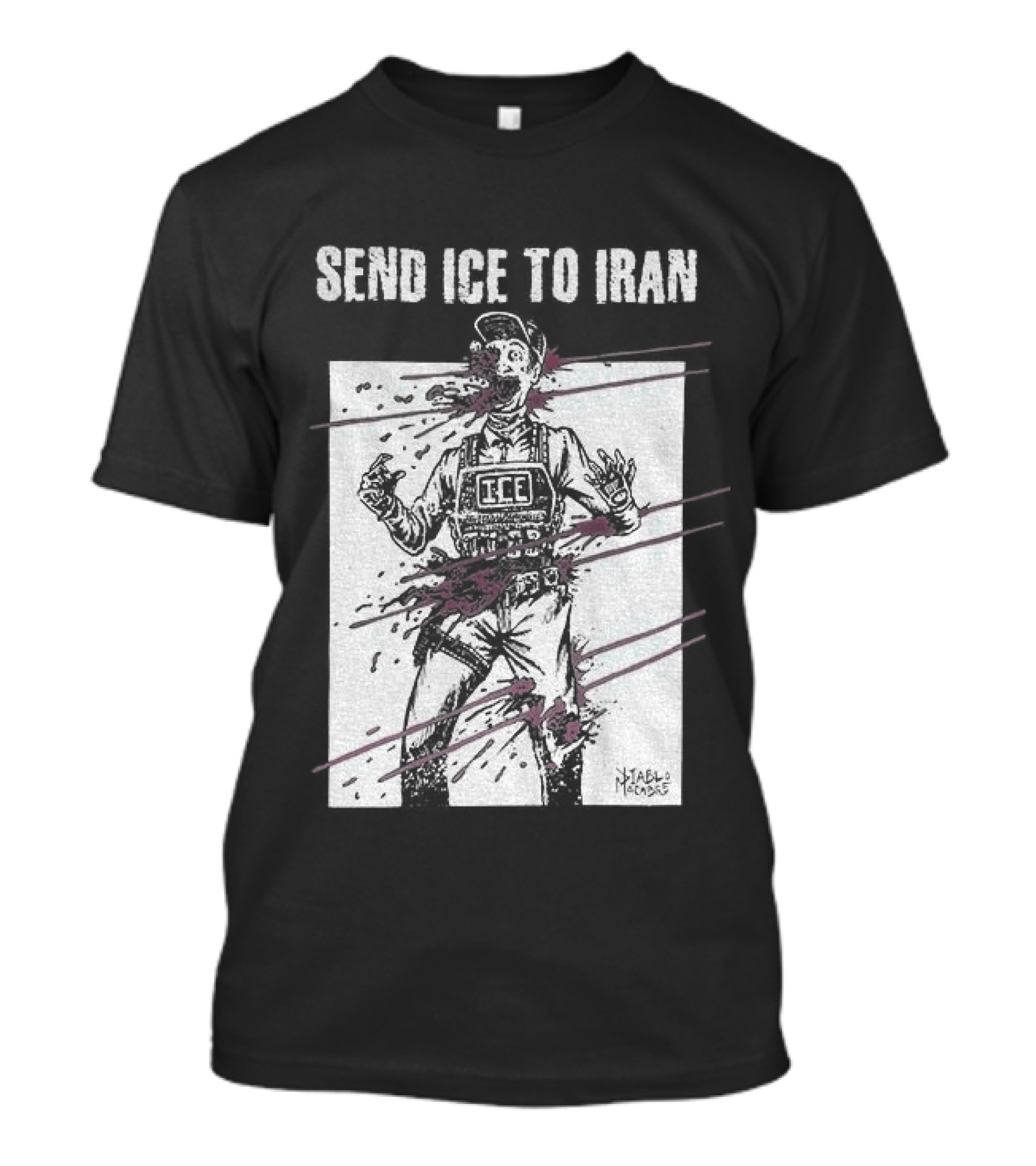 Send Ice To Iran Pink Paint Streaks T-Shirt