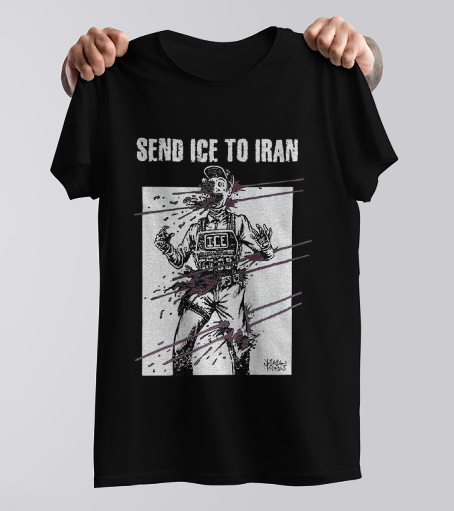 Send Ice To Iran Pink Paint Streaks T-Shirt