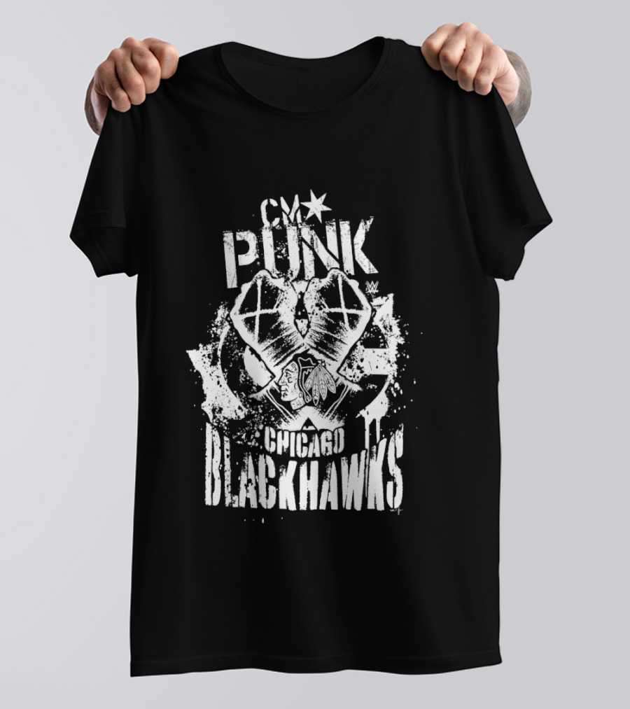 CM Punk Chicago Blackhawks Crossover Collaboration T-Shirt
