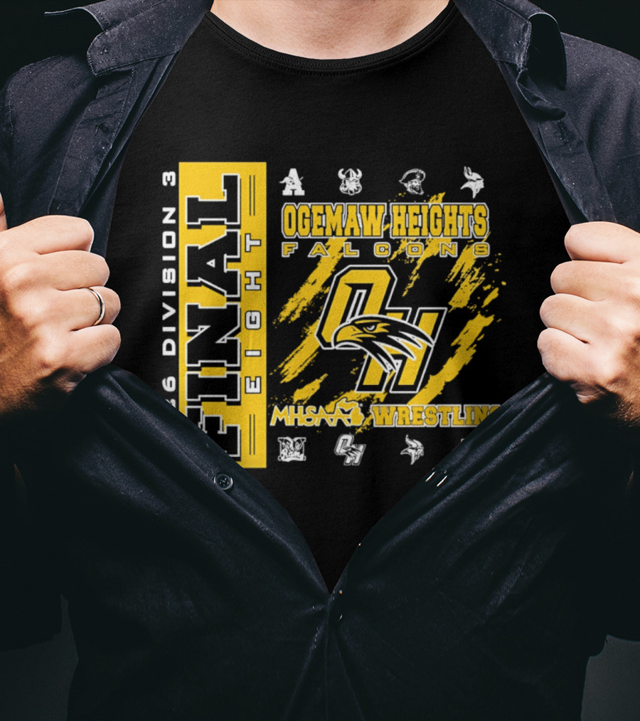 Ogemaw Heights Falcons 2026 Division 3 Final Eight MHSAA Wrestling T-Shirt