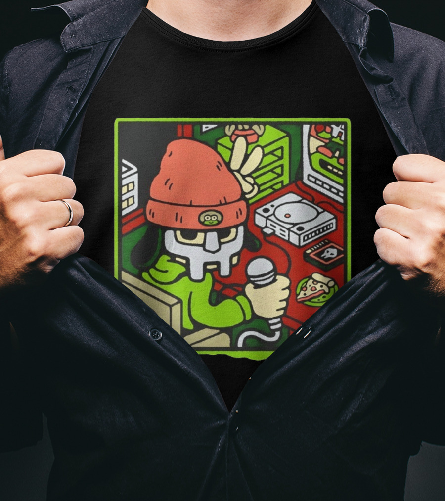 PaRappa The Rapper MF Doom Crossover Video Games Music Iconic Character Pizza Scene T-Shirt