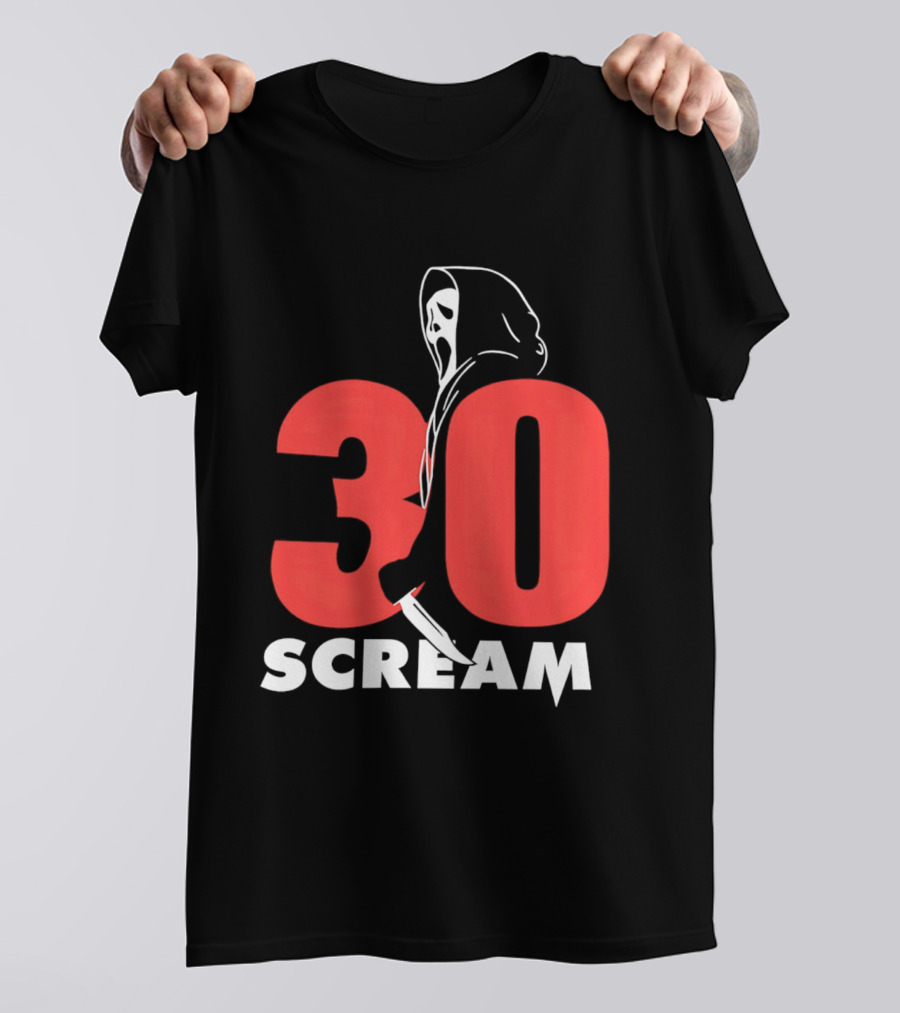 30 Scream Ghost Mask Scythe T-Shirt