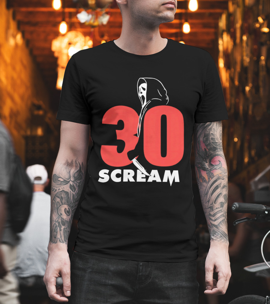 30 Scream Ghost Mask Scythe T-Shirt