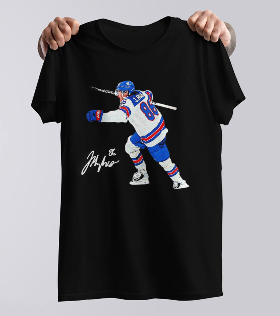 Jack Hughes 86 USA Team Hockey Celebration T-Shirt