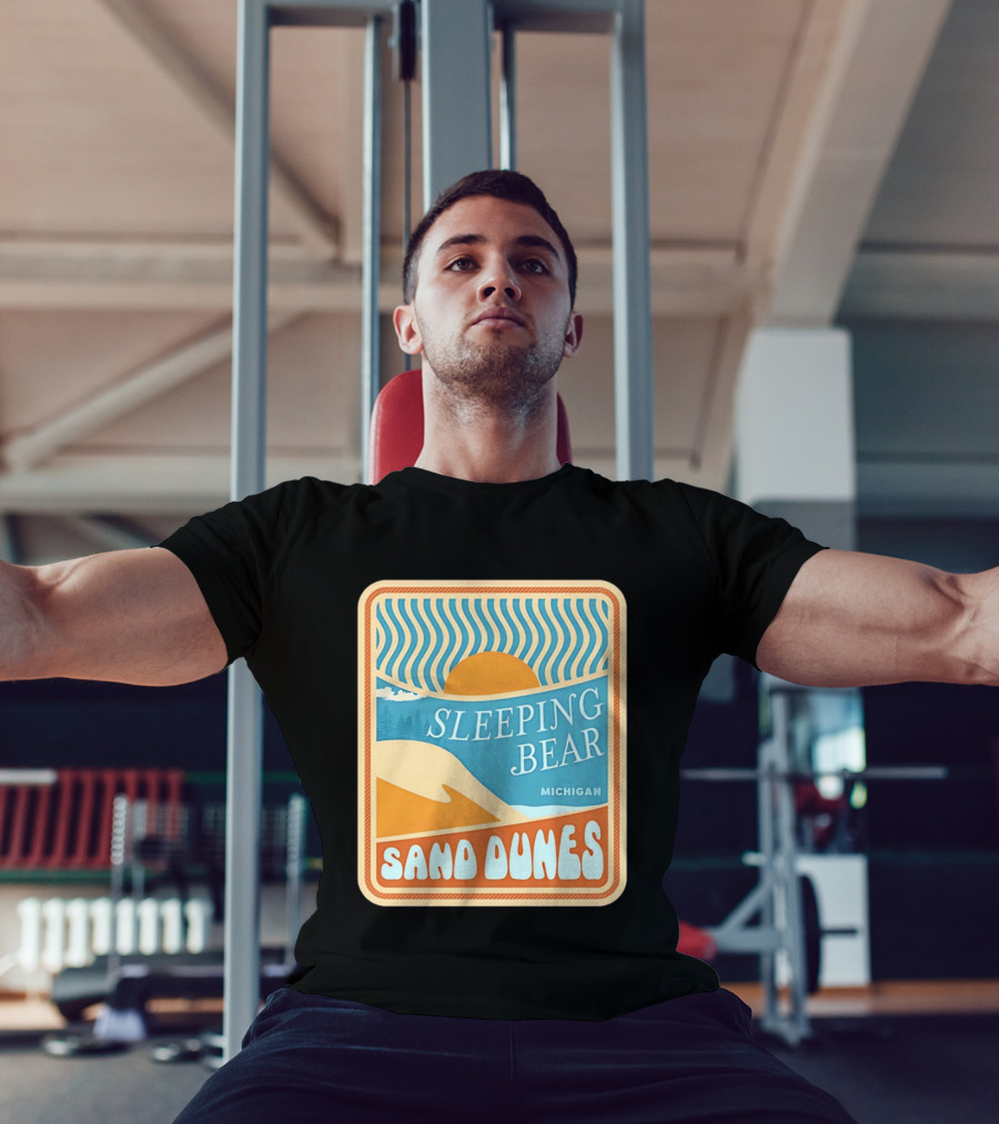Sleeping Bear Michigan Sand Dunes Retro Sunset Scenic T-Shirt