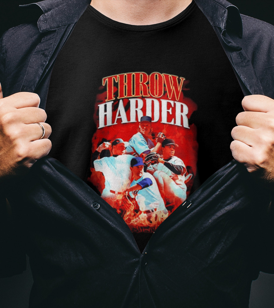Throw Harder Baseball Players With Fire T-Shirt