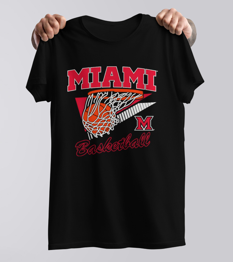 Miami Redhawks Basketball Action Hoop And Net Swish T-Shirt