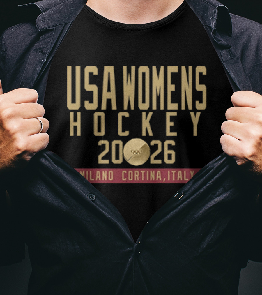 USA Womens Hockey 2026 Milano Cortina Italy Olympic Gold T-Shirt