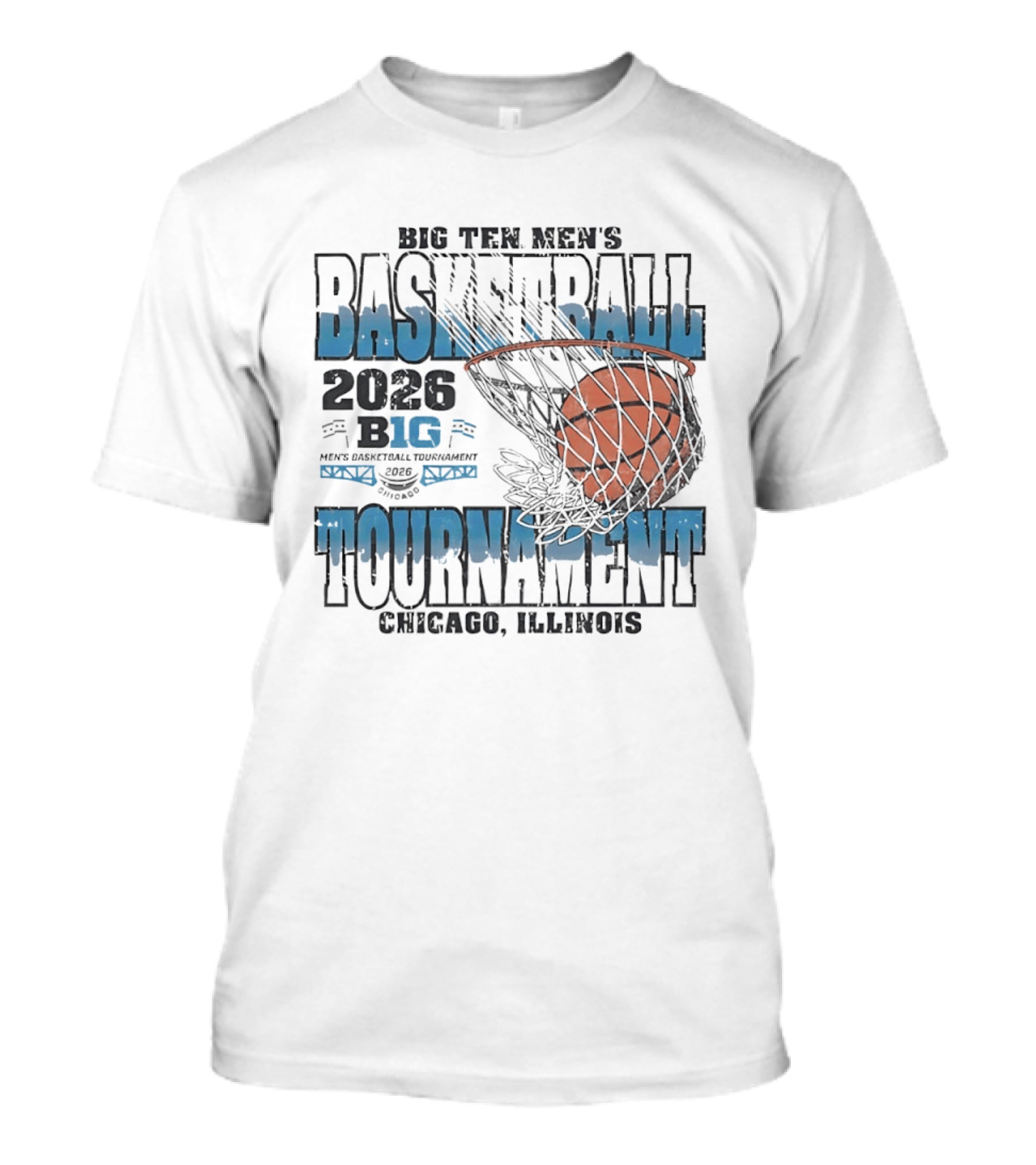 Big Ten Men's Basketball Tournament 2026 Chicago Illinois Basketball Net T-Shirt