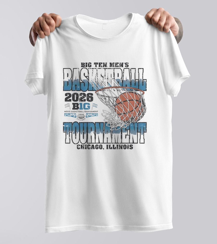 Big Ten Men's Basketball Tournament 2026 Chicago Illinois Basketball Net T-Shirt