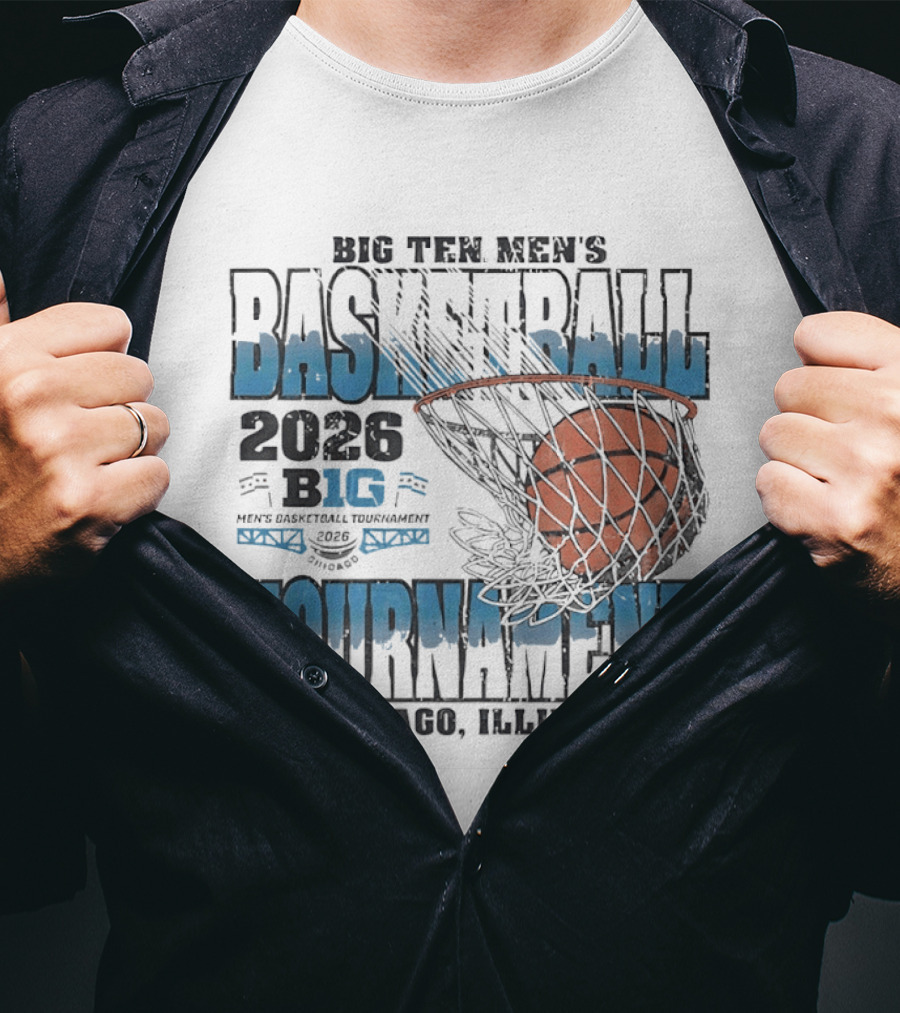 Big Ten Men's Basketball Tournament 2026 Chicago Illinois Basketball Net T-Shirt