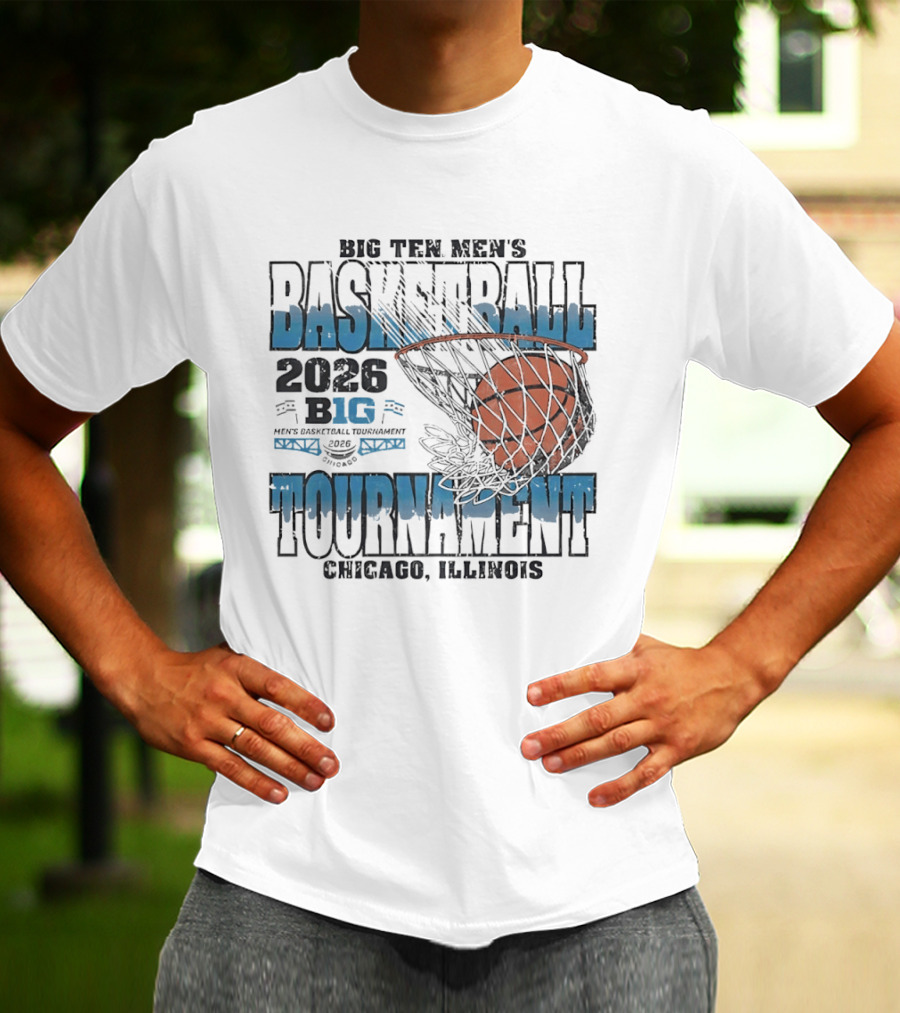 Big Ten Men's Basketball Tournament 2026 Chicago Illinois Basketball Net T-Shirt