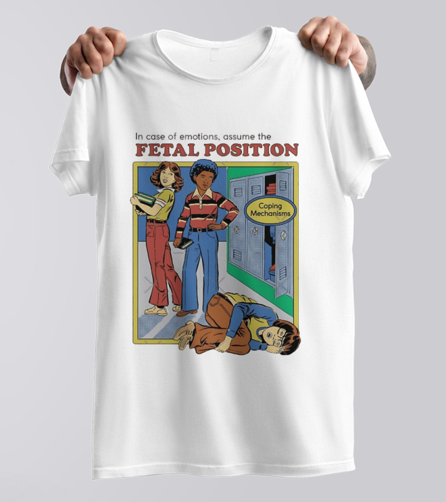 Coping Mechanisms Fetal Position Retro School Locker Scene T-Shirt