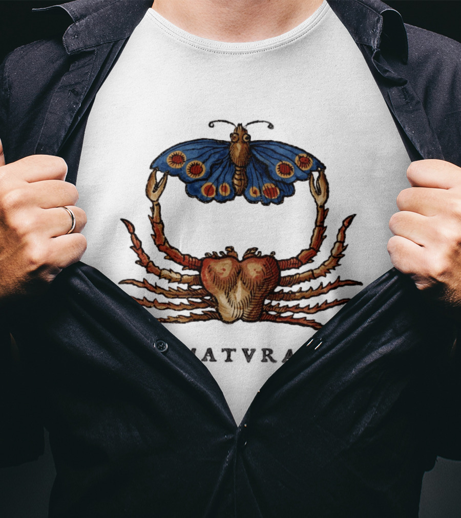 Matvra Crab And Butterfly Blue Wings T-Shirt