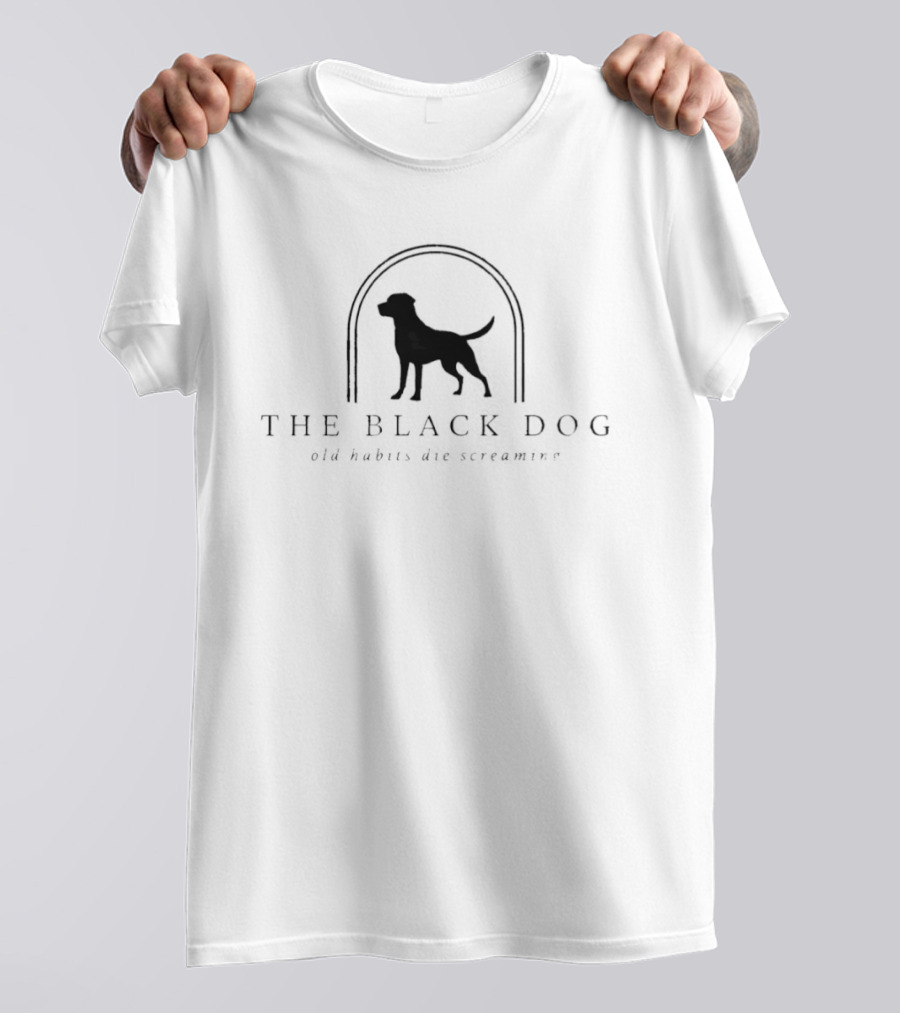 The Black Dog Old Habits Die Screaming Retro Arch Canine T-Shirt