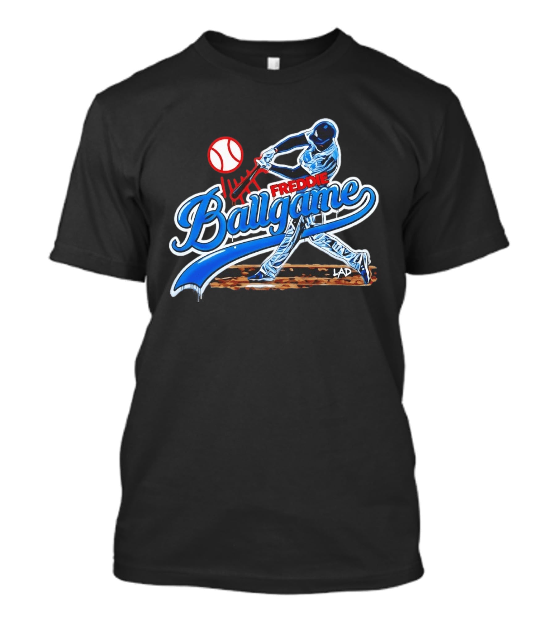 Freddie Ballgame Los Angeles Dodgers Baseball Graffiti Style Batter T-Shirt