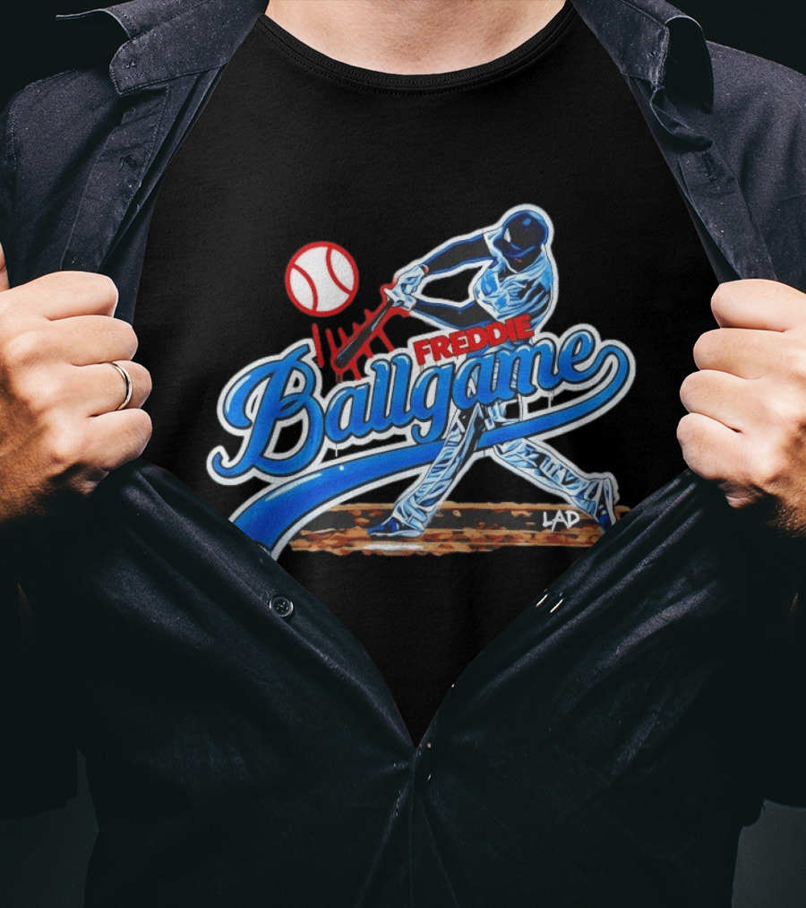 Freddie Ballgame Los Angeles Dodgers Baseball Graffiti Style Batter T-Shirt