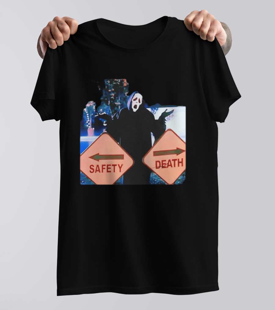 Ghostface Scream Safety Left Death Right Signs T-Shirt