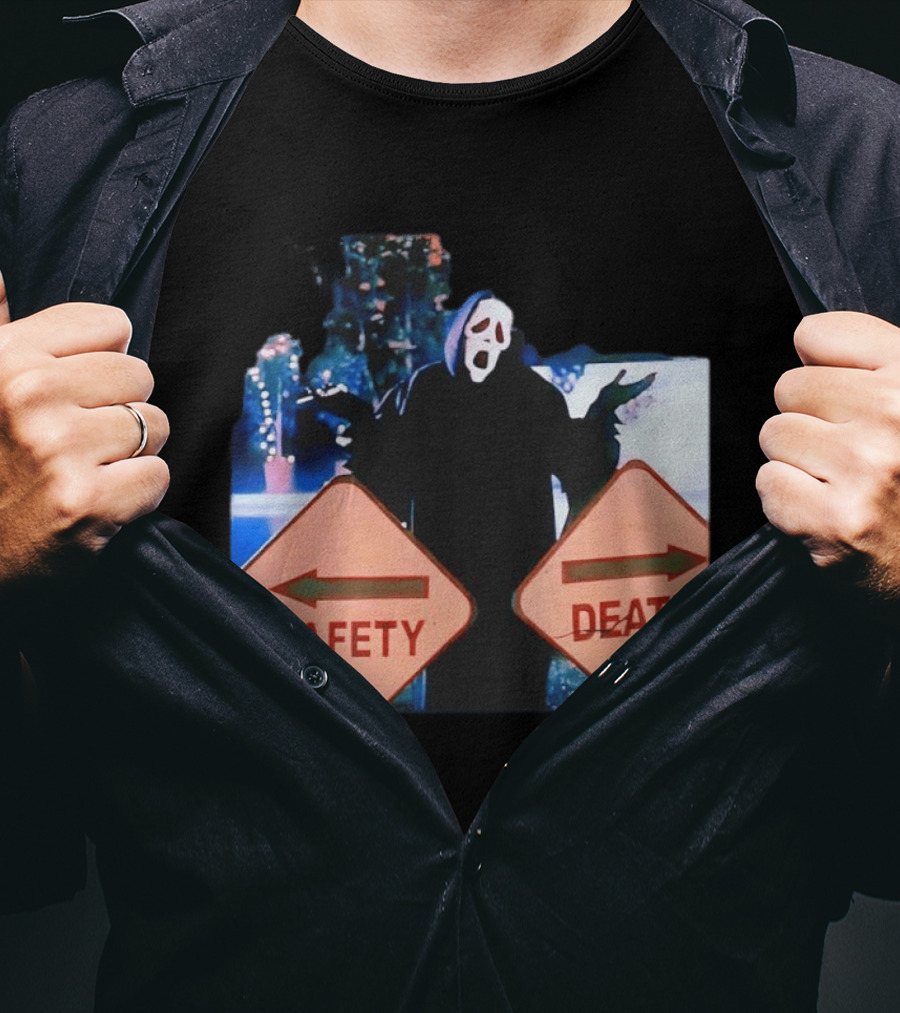 Ghostface Scream Safety Left Death Right Signs T-Shirt
