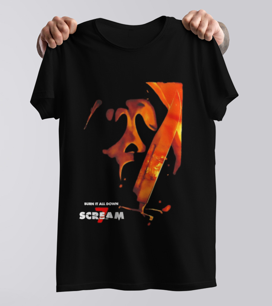 Scream 7 Ghostface Burn It Down Knife T-Shirt