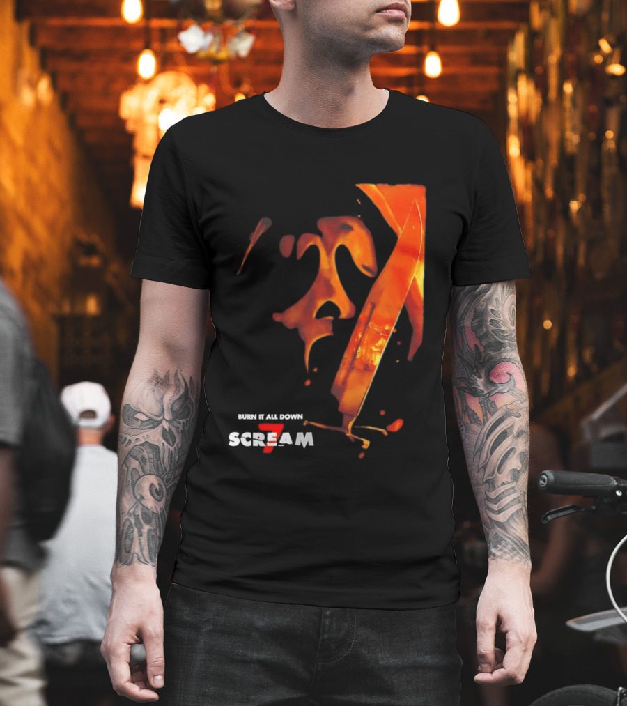 Scream 7 Ghostface Burn It Down Knife T-Shirt
