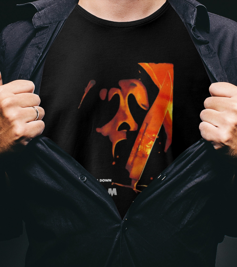 Scream 7 Ghostface Burn It Down Knife T-Shirt