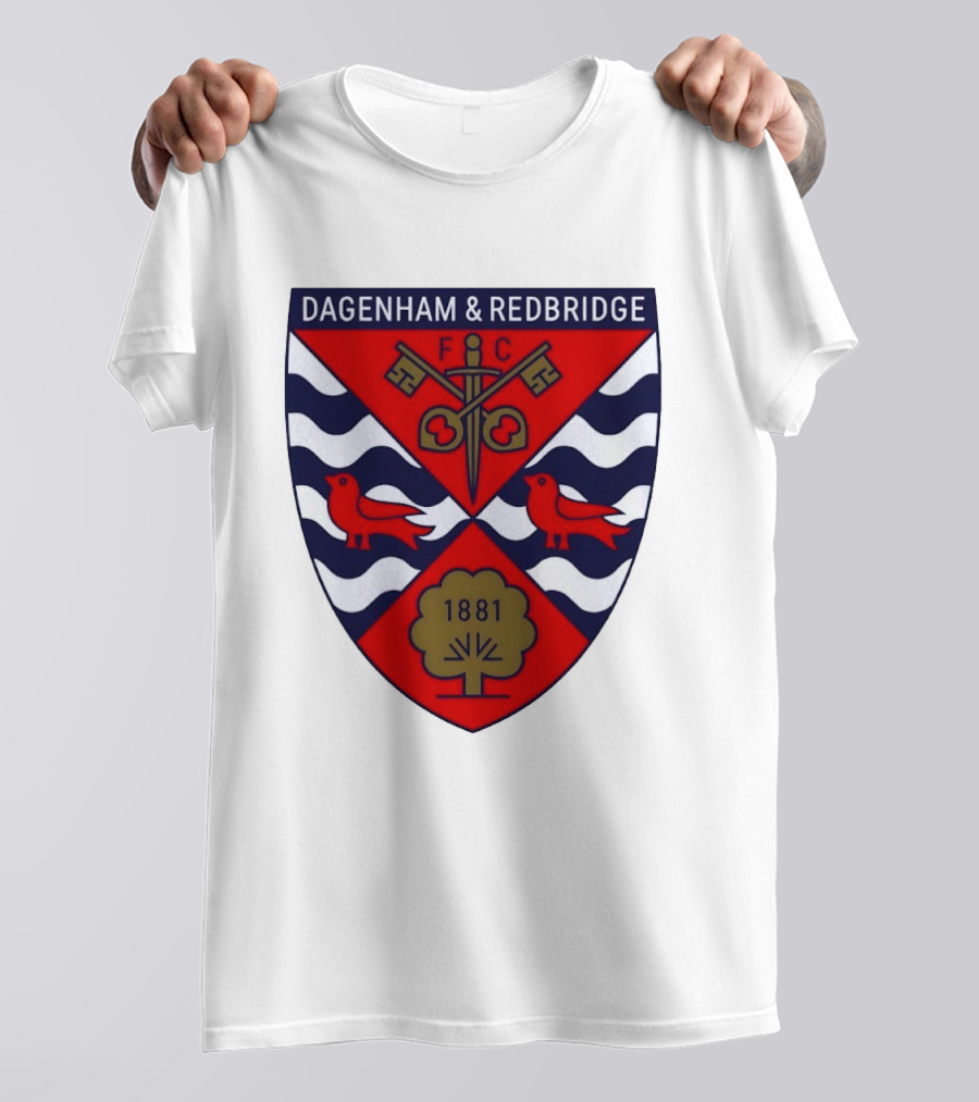 Dagenham Redbridge FC Crest 1881 Ravens Key Waves T-Shirt