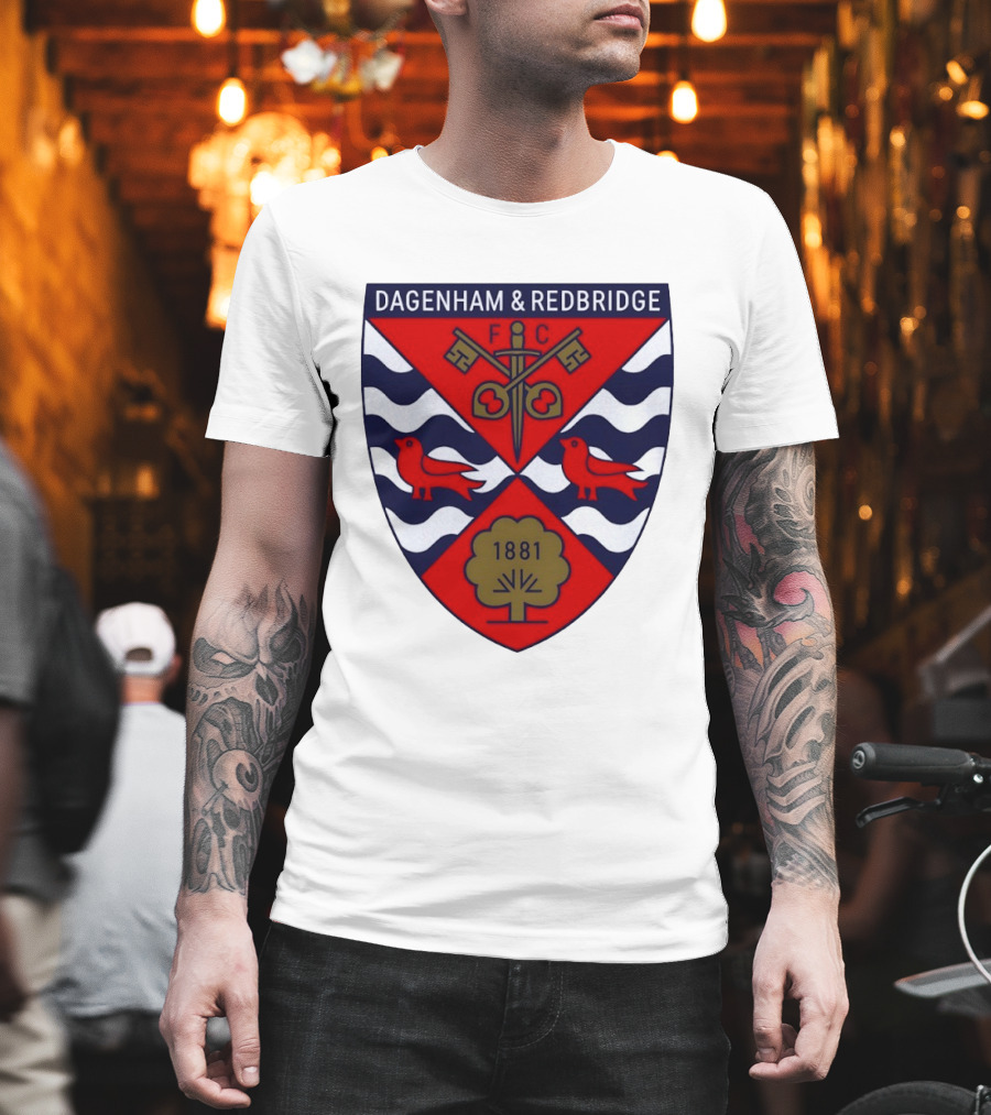 Dagenham Redbridge FC Crest 1881 Ravens Key Waves T-Shirt