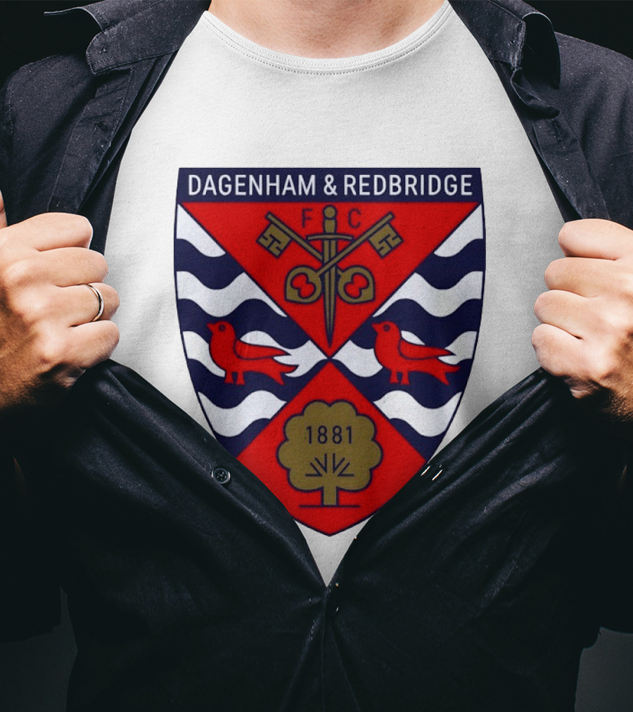 Dagenham Redbridge FC Crest 1881 Ravens Key Waves T-Shirt