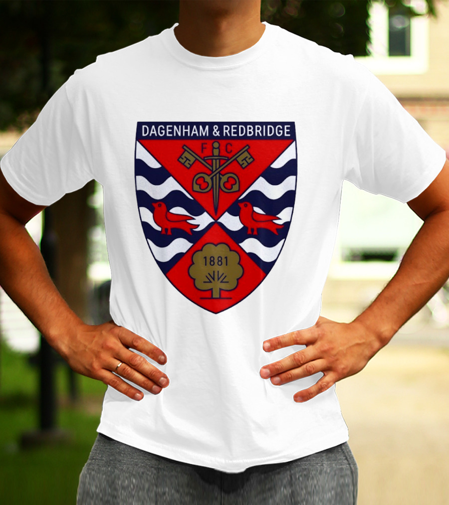 Dagenham Redbridge FC Crest 1881 Ravens Key Waves T-Shirt