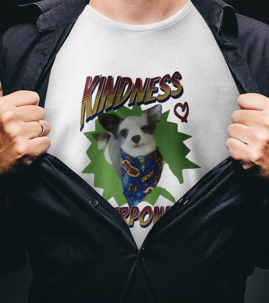 Kindness Is A Superpower Dog With Cape And Heart T-Shirt