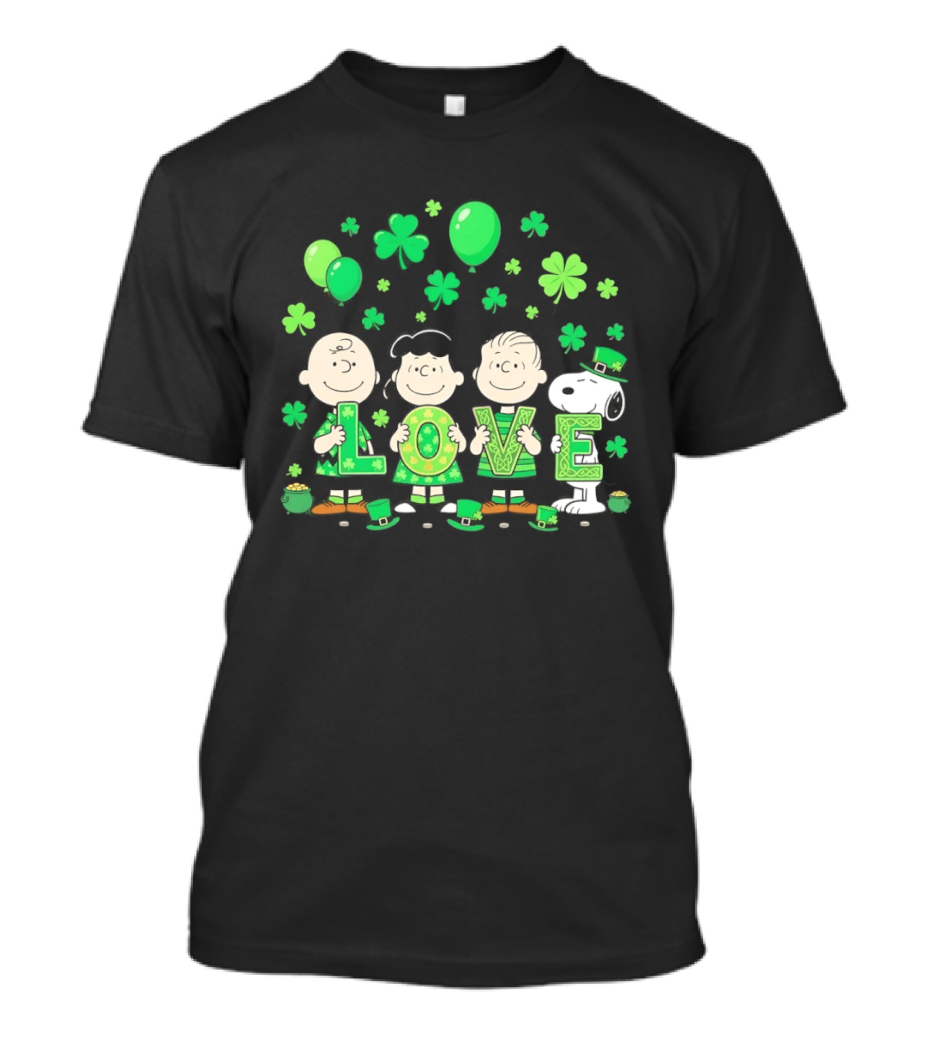 Snoopy Charlie Brown And Friends Love Shamrock St. Patrick's Day Celebration T-Shirt