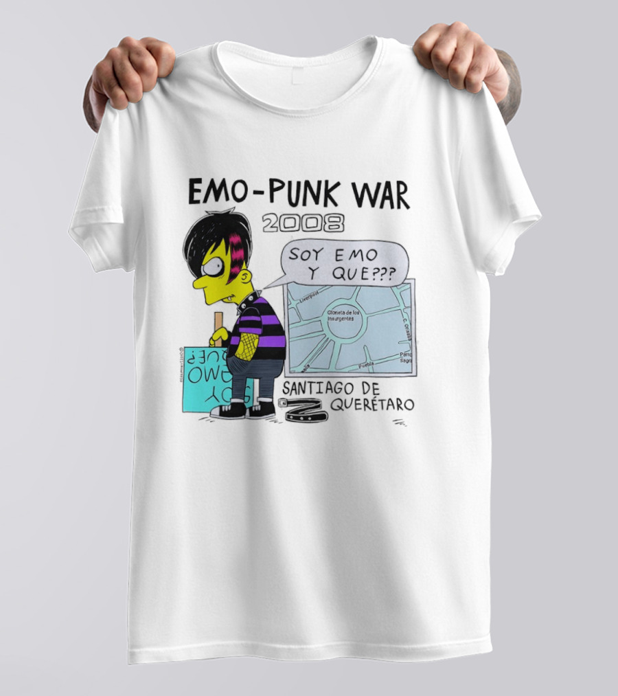 Emo Punk War 2008 Soy Emo Y Que Santiago De Queretaro Map Cartoon T-Shirt