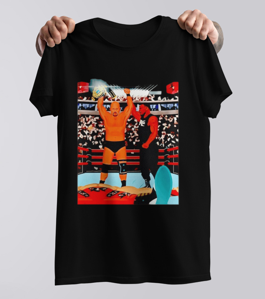 Stone Cold Steve Austin Championship Victory WWF Wrestling Arena Celebration T-Shirt