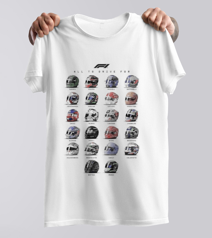 Formula 1 Helmet Collection All To Drive For Racing Enthusiasts T-Shirt