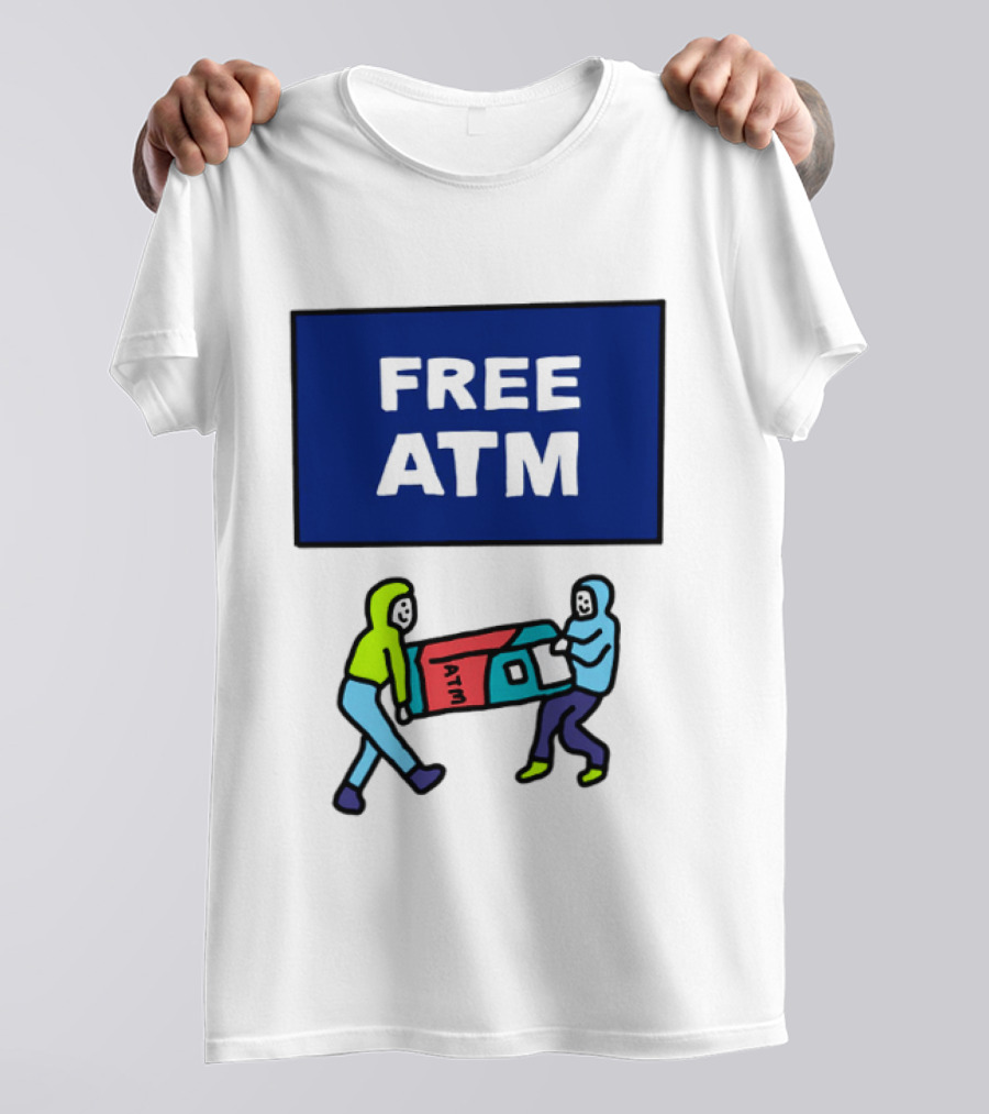 Free ATM Funny Cartoon Drawing T-Shirt