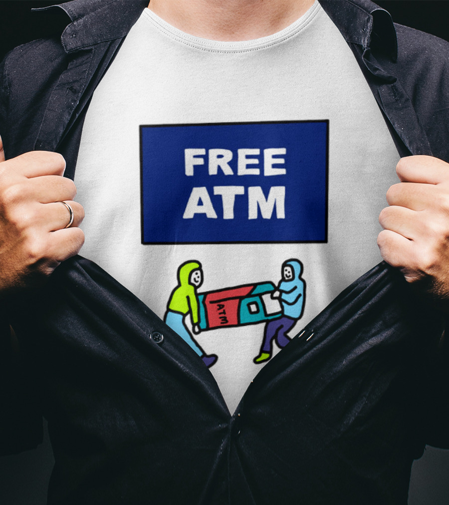 Free ATM Funny Cartoon Drawing T-Shirt