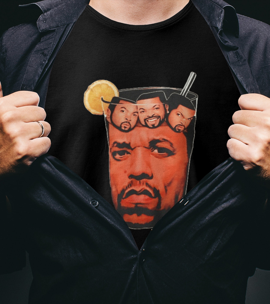 Ice And Ice Cube Faces In Glass With Lemon And Straw T-Shirt