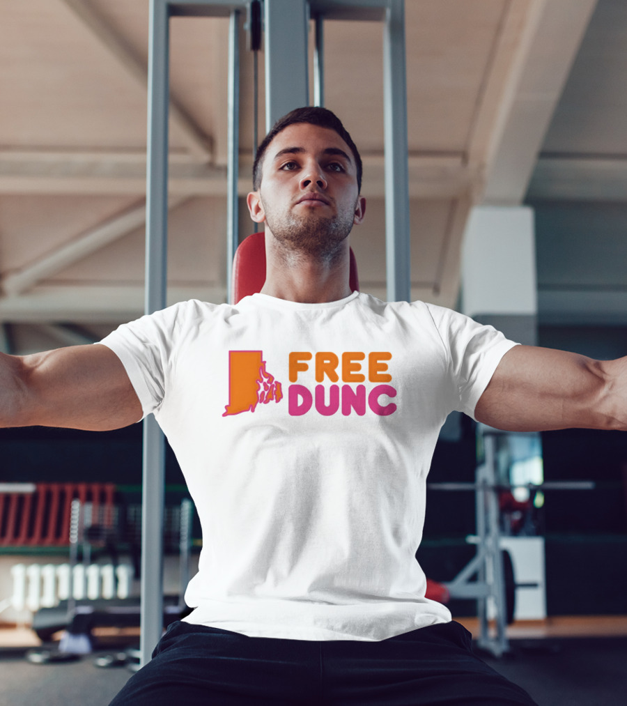 Rhode Island Outline Free Dunc Dunkin Donut T-Shirt