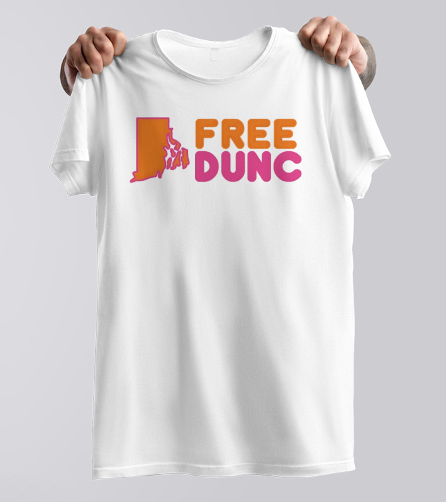 Rhode Island Outline Free Dunc Dunkin Donut T-Shirt