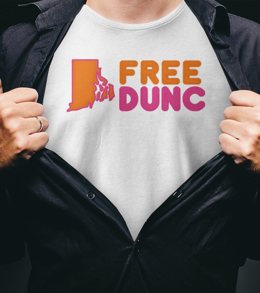 Rhode Island Outline Free Dunc Dunkin Donut T-Shirt