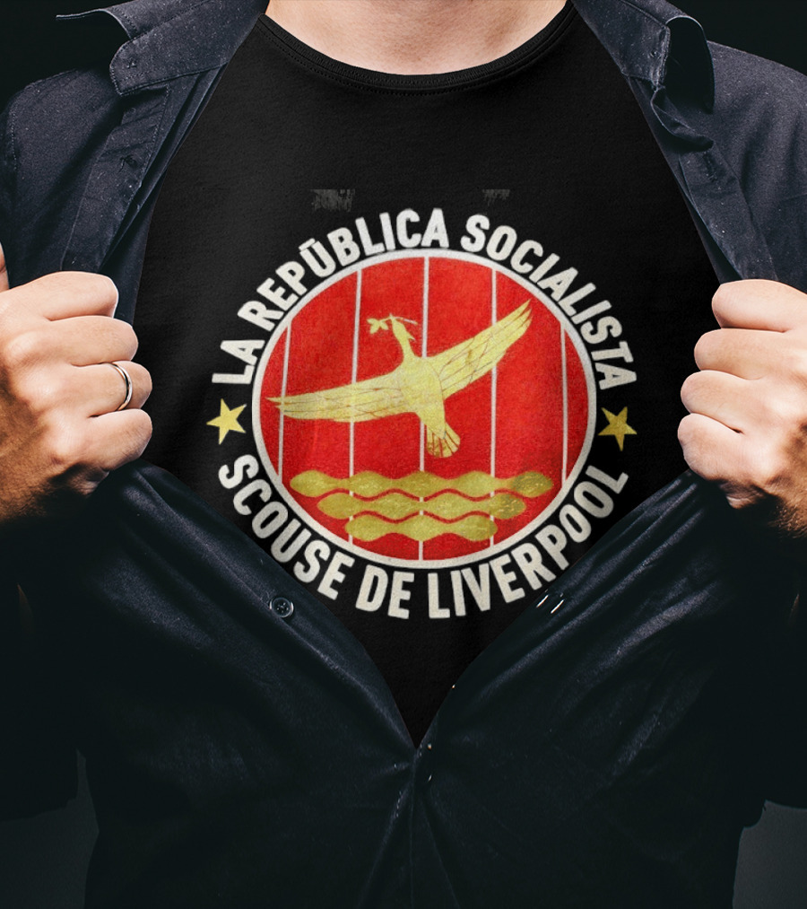 La Republica Socialista Scouse De Liverpool Bird And Waves Star T-Shirt